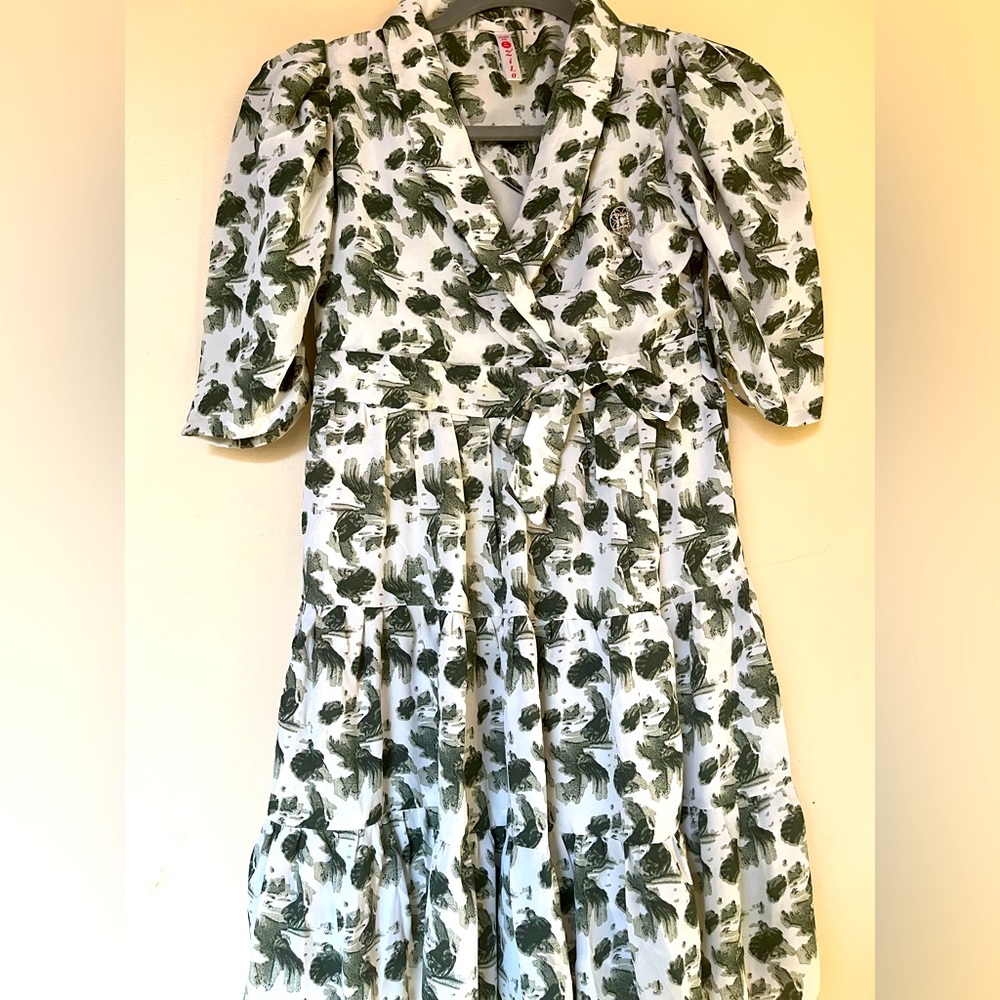 Floral Wrap Dress with Puff Sleeves